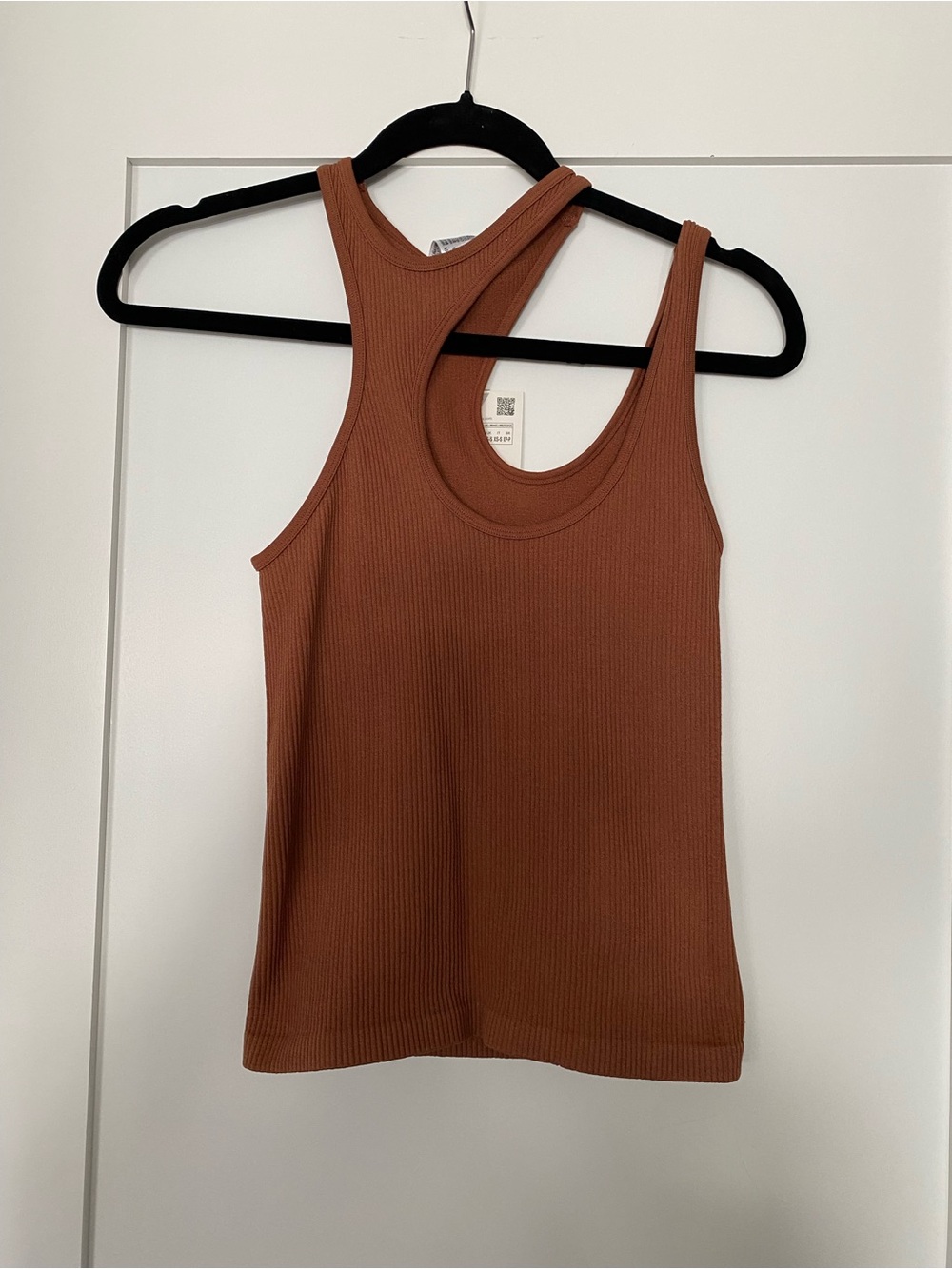 Zara Ribbed Racerback Tank Top - Rust Brown